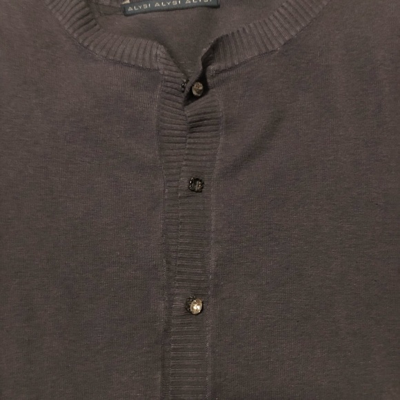 Alysi alysi alysi gray cardigan leather patch GUC 886 - Picture 8 of 9